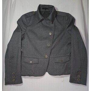 Theory Size 12 Wool Women Gray Blazer Jacket Button Up Academia Career Preppy